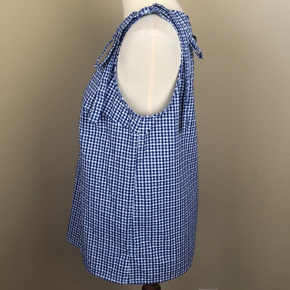 NWOT Dalia Blue and White Gingham Sleeveless Top w/ Decorative Bows - Size Small - Picture 4 of 12